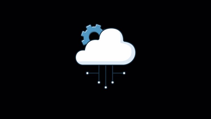Animated Cloud Icon with Gear and Data Processing