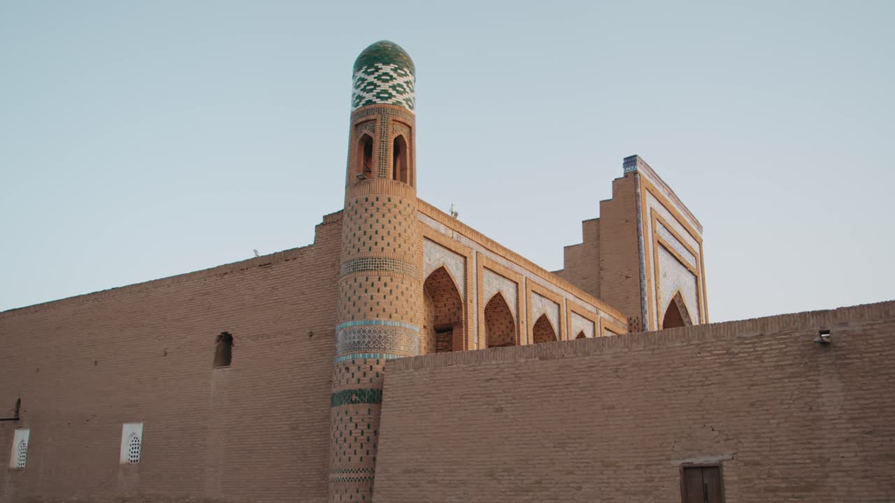 Khiva Uzbekistan Fortress Ichan Kala Minaret on the madrasah Mohammed Rahim Khan 3