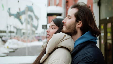 couple hugging outdoors