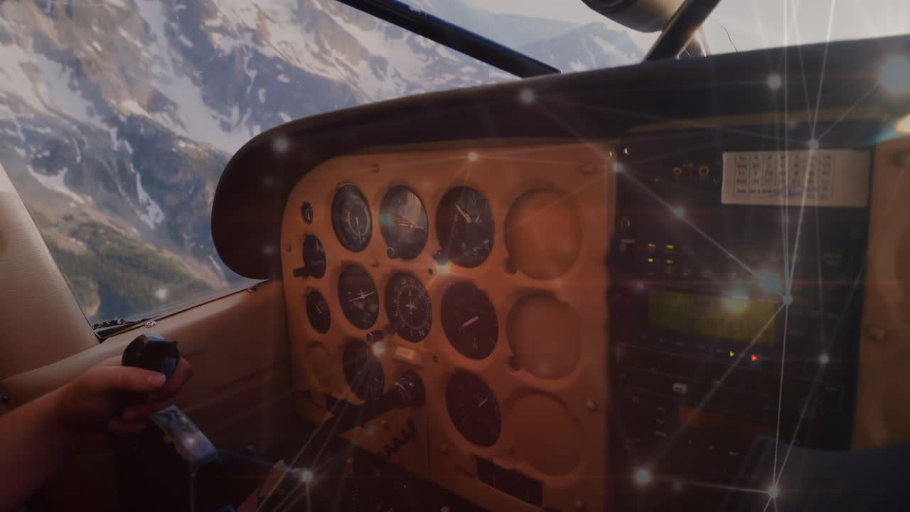 비행기 위의 연결 네트워크의 애니메이션