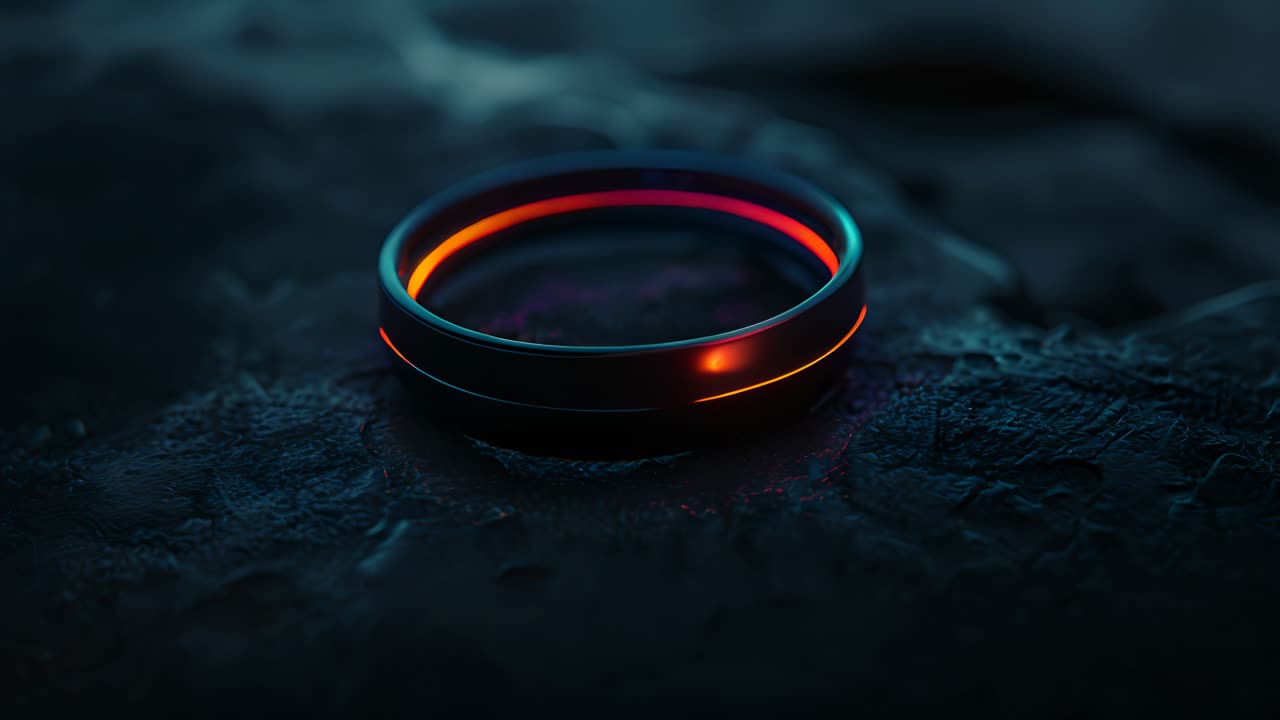 Glowing Black Ring on Dark Surface