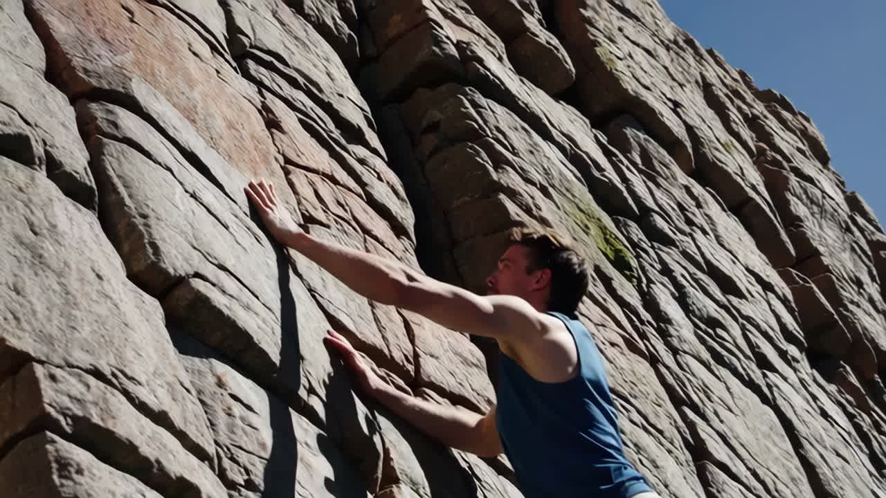 Man Rock Climbing on a Sunny Day