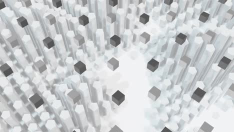moviendo filas de cubos grises sobre bloques blancos en 3d