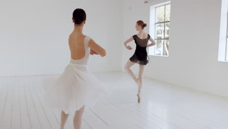 danza, arte y ballet por mujeres en un estudio bailando