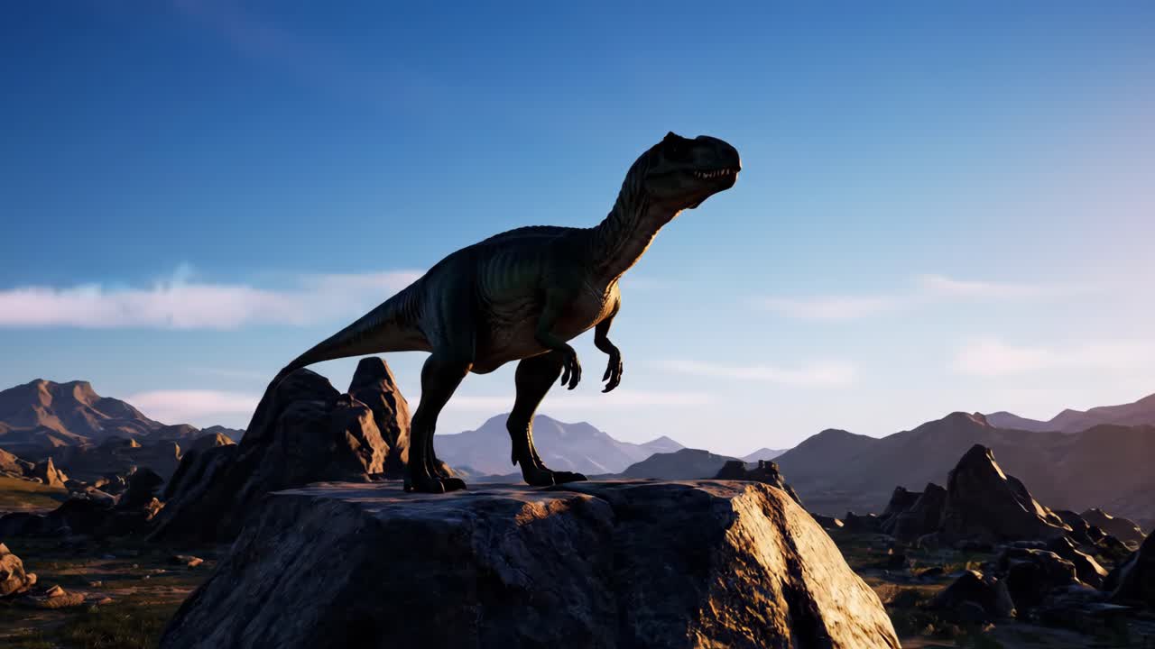 Dinosaur Silhouette at Sunset