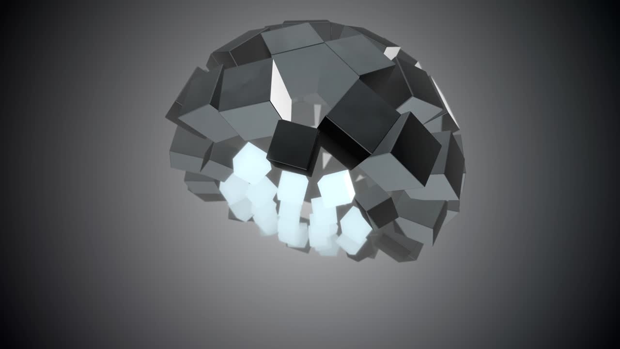 cubos morphing esfera cromo y azul