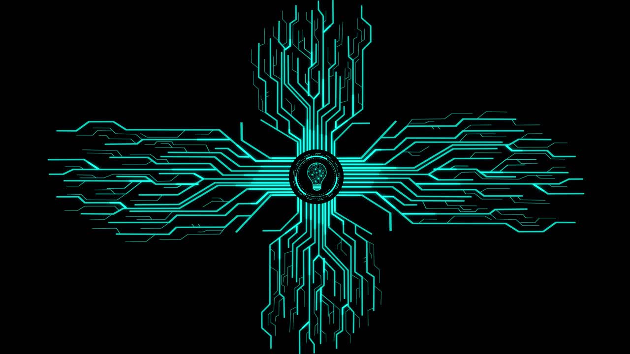 Digital The Light Bulb With Futuristic Artificial Intelligence Spreading Through Internet. Visualization Of Machine Learning, Computer Technology, Neural Network