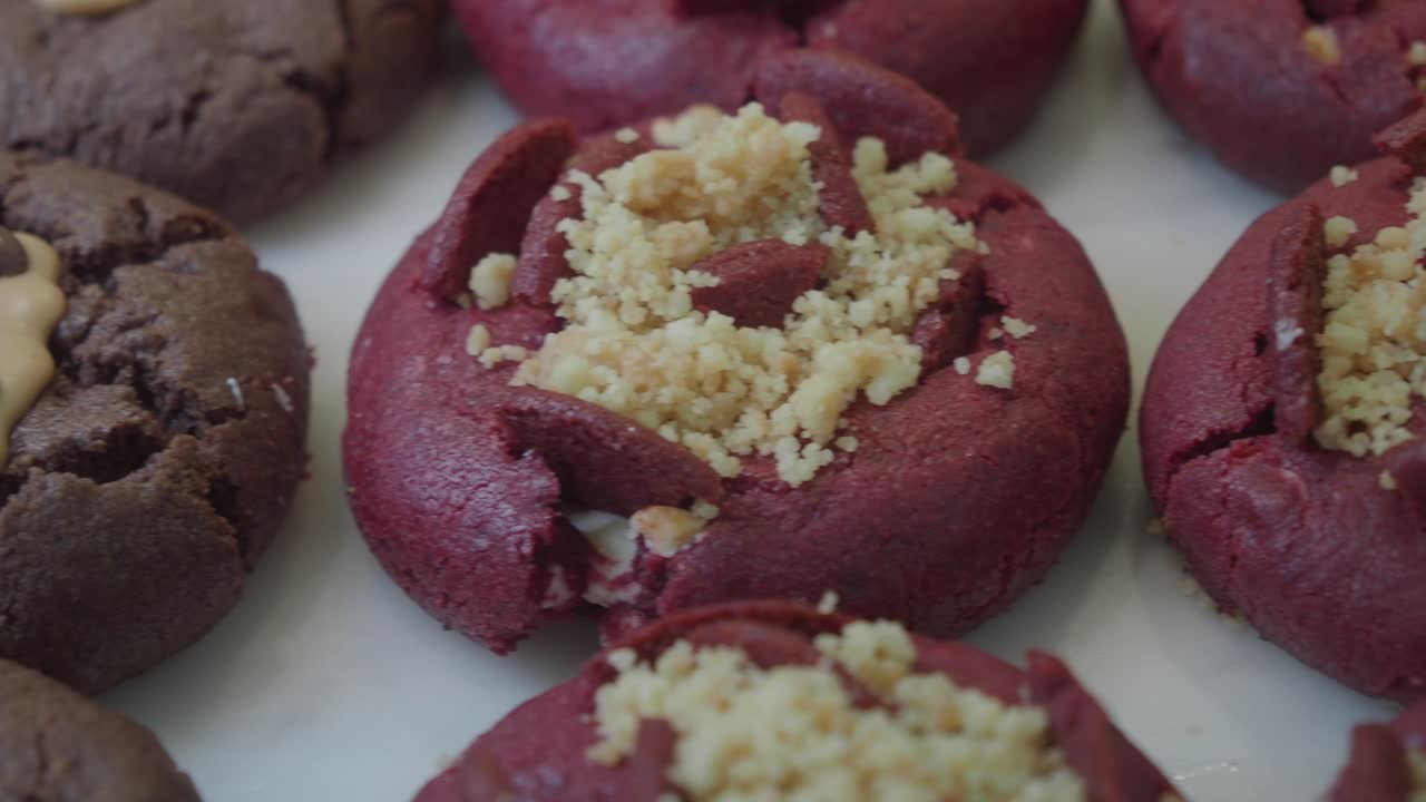 Close-up of Red Velvet and Chocolate Cookies
