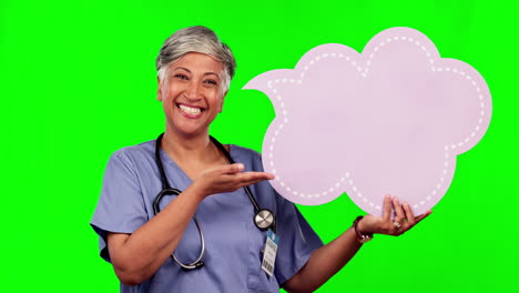 Green-screen,-senior-happy-woman