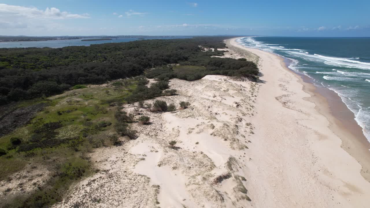 Seascape And Vegetation In South Stradbroke Island In Queensland, Australia - Aerial Shot