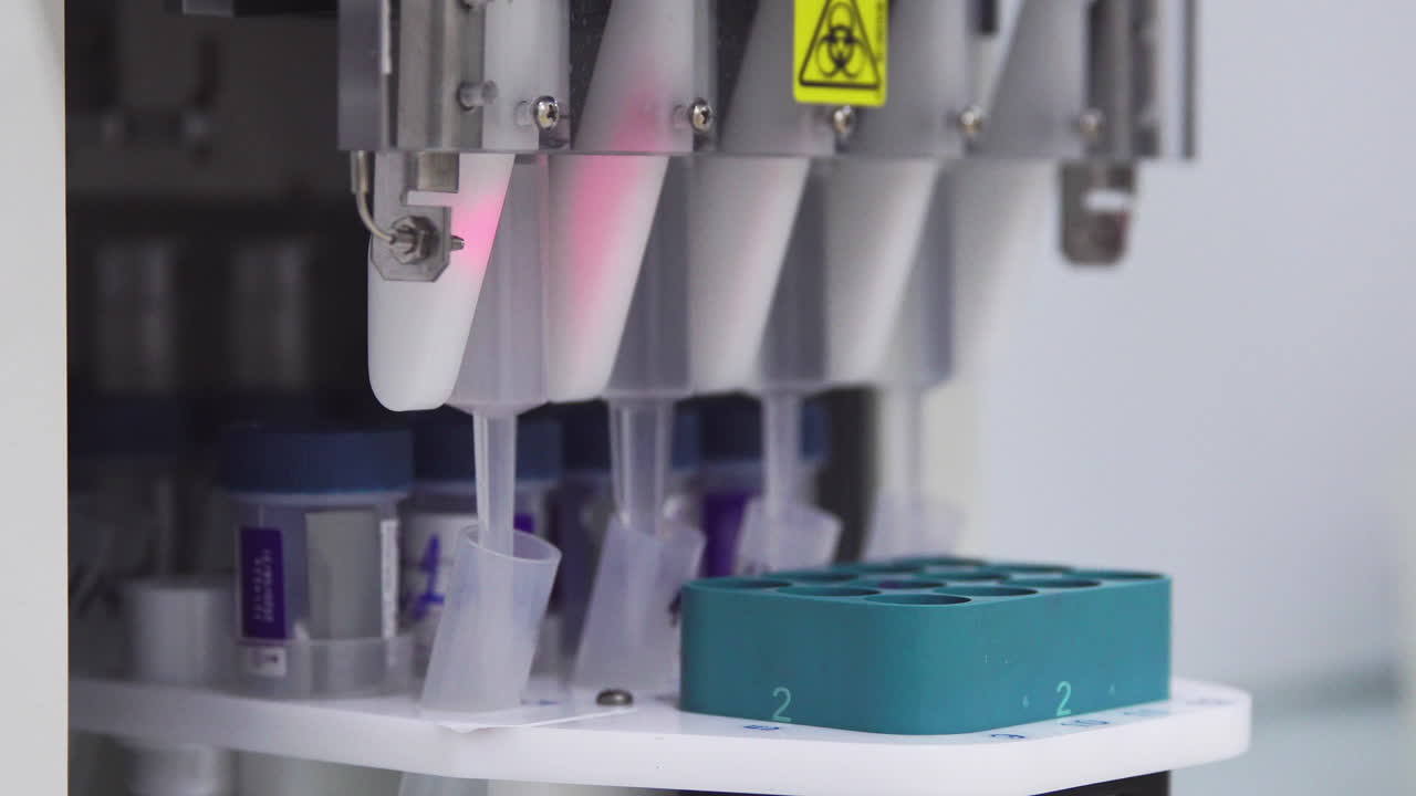 Automated process testing the syringes up and pumped samples human tests separating excess cells