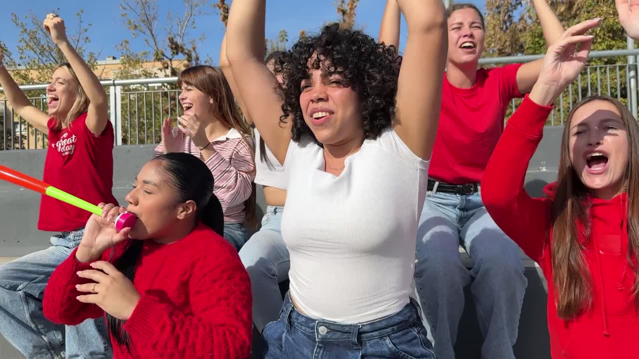 Group of fans cheering on their team