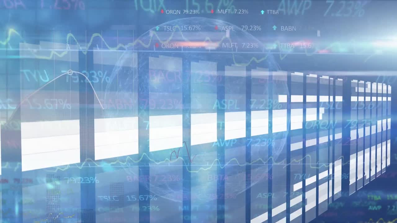 주식 시장 위에 움직이는 기둥의 애니메이션