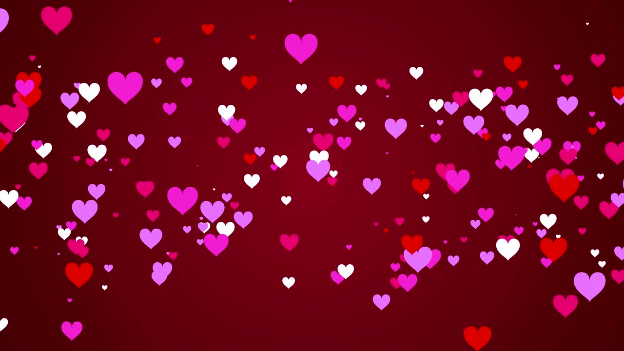 animación en forma de corazón de 4k moviéndose hacia el centro con fondo rojo oscuro para el día de san valentín. gráfico de movimiento y fondo rosa. bucle sin costuras.