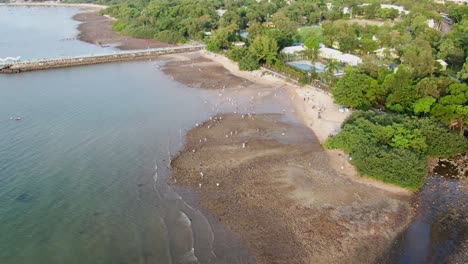 Hong-Kong-pebbles-beach-in-Wu-Kai-Sha-area,-Aerial-view