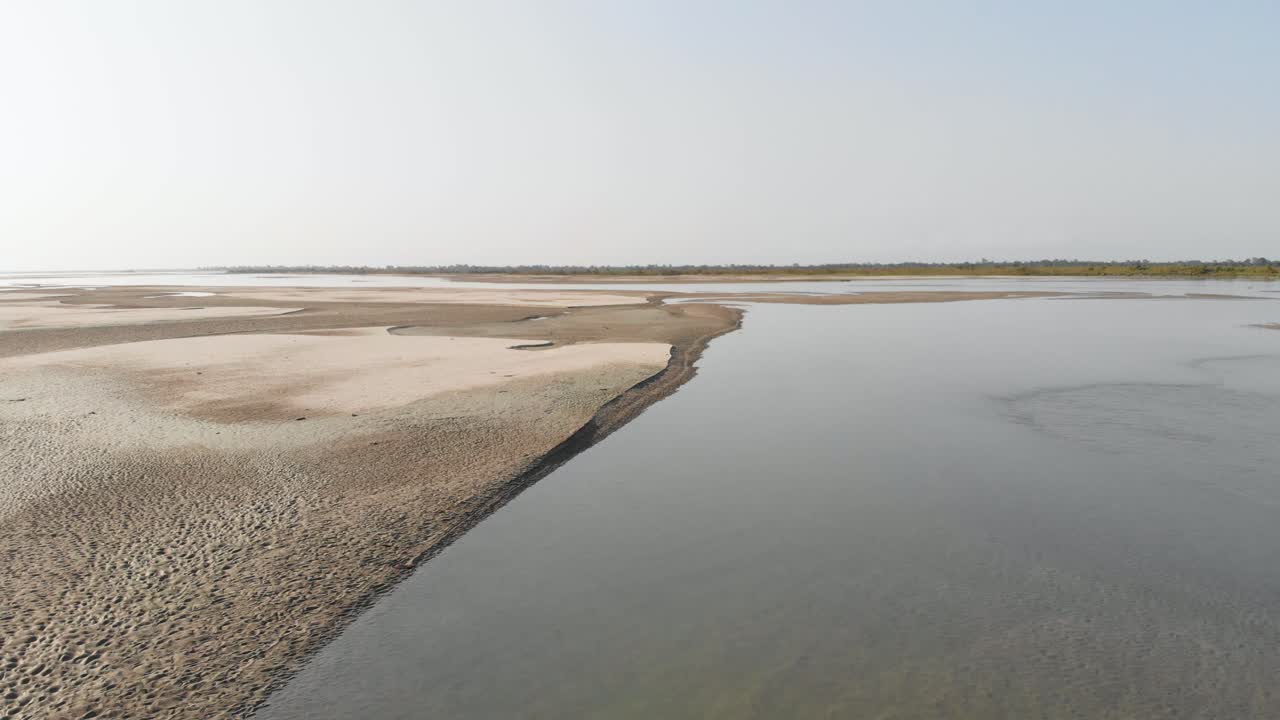 aerial shot of shallow water river
