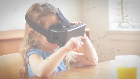 Animation-of-mathematical-drawings-and-equations-over-toddler-wearing-vr-headset