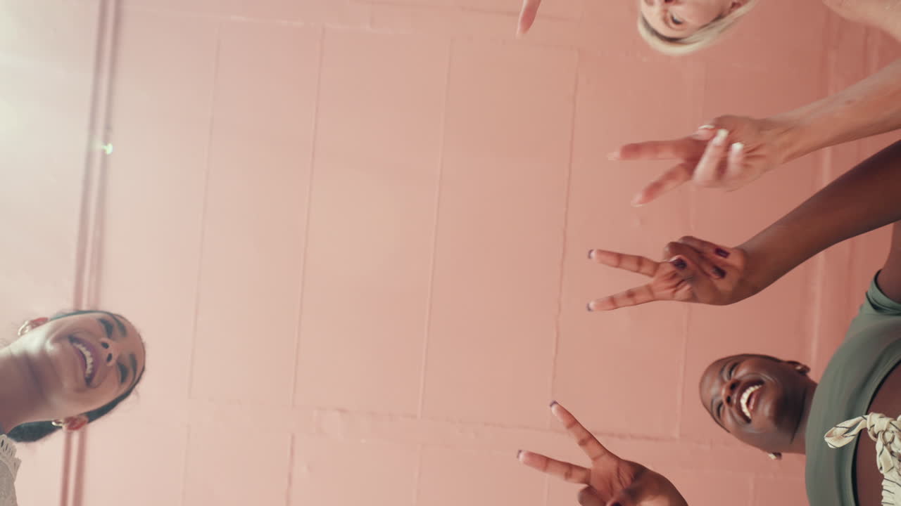 Diverse Group Showing Peace Signs