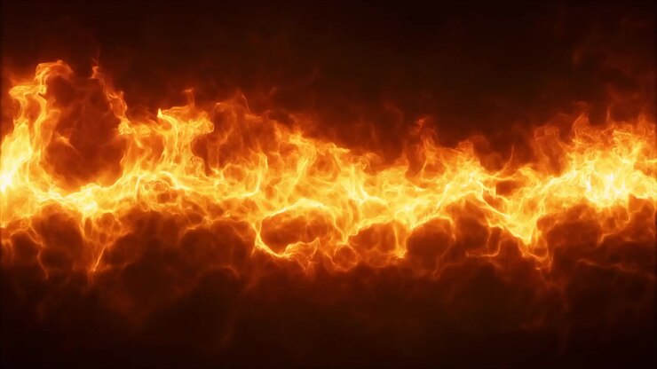 Abstrakter, horizontaler Strom intensiver Flammen