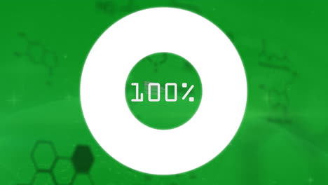 animación del procesamiento de datos y círculo sobre fondo verde