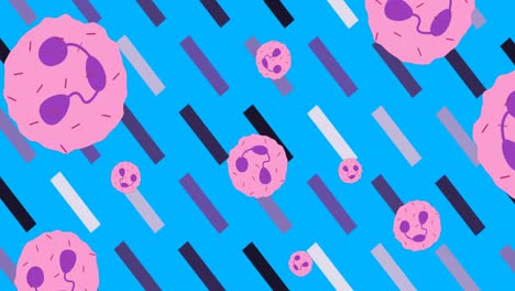 Animation-of-pink-cells-on-blue-background-with-changing-shapes