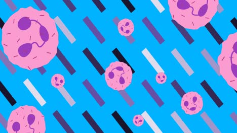 animation of pink cells on blue background with changing shapes