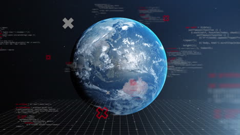 Animation of computer data processing over globe