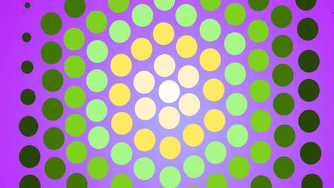 colorful dots forming concentric circles, geometric pattern on purple background