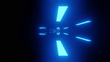 computerized animation of dark black space with blue laser lights emitting from a central source