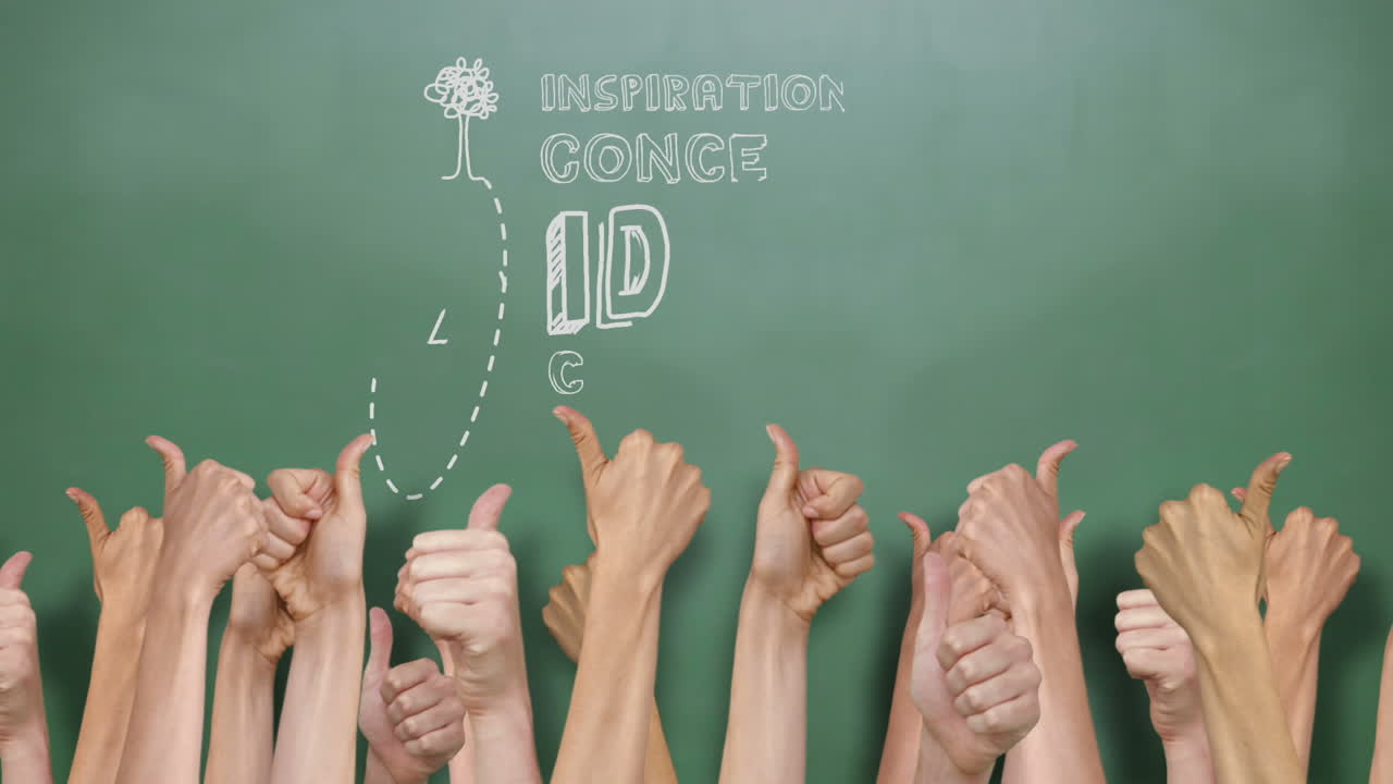 많은 엄지손가락을 올린 아이디어 유행어