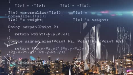 Animation-Der-Datenverarbeitung-über-Stadtbild-Hintergrund