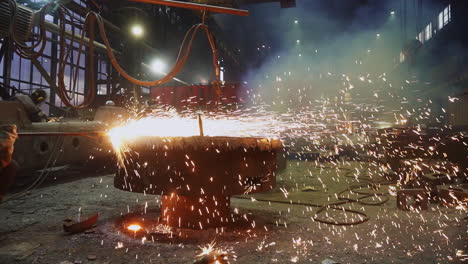 plasma cutting of metal in industrial setting