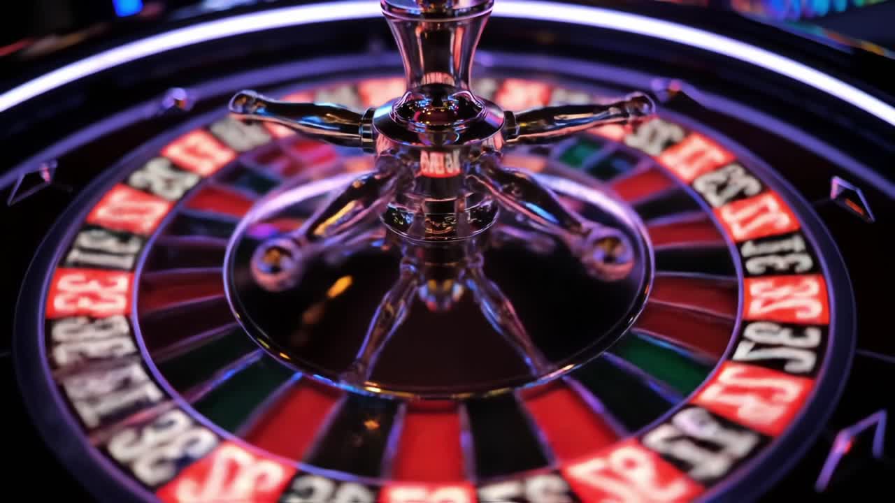 An Engaging Close-Up of a Roulette Wheel Capturing the Excitement of Casino Gaming, Featuring the Colorful Layout and Spinning Mechanism in Action