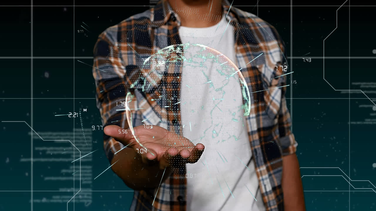 compuesto digital de un hombre en un mundo cibernético