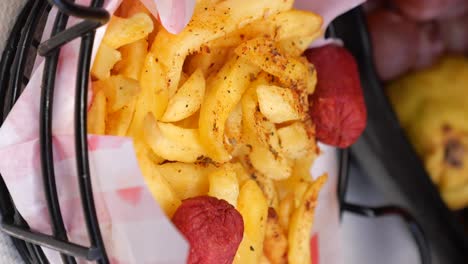 crispy french fries with sausage