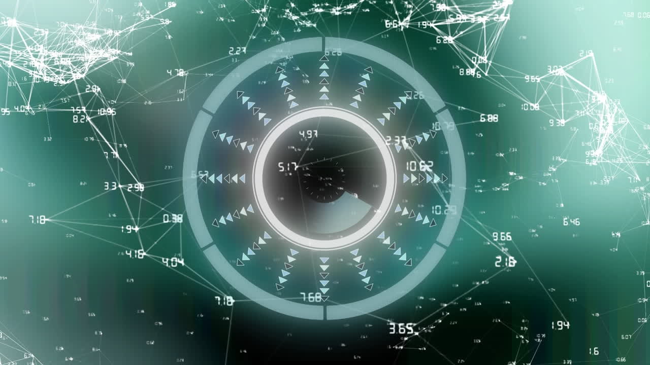 녹색 배경에 연결 네트워크와 레이더의 애니메이션