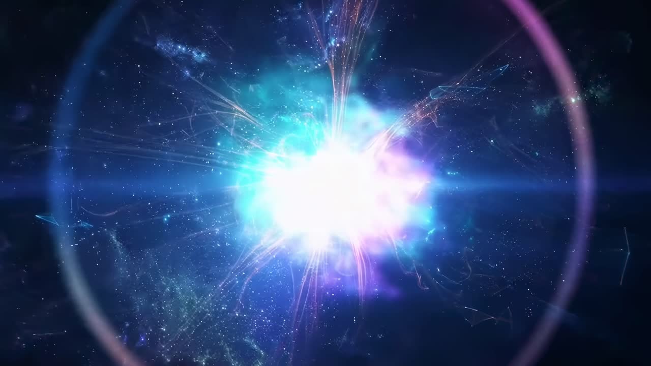 Dinamica esplosione di luce astratta nello spazio profondo