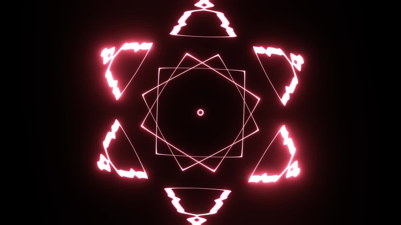 rotación de una estrella pulsante brillante de seis puntas de color neón