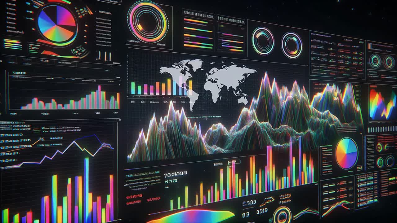 Futuristic Digital Interface Displaying Global Data Analytics and Charts