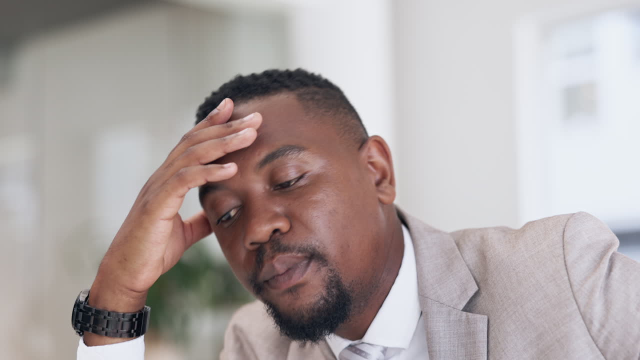 Stress, tired and headache of business man