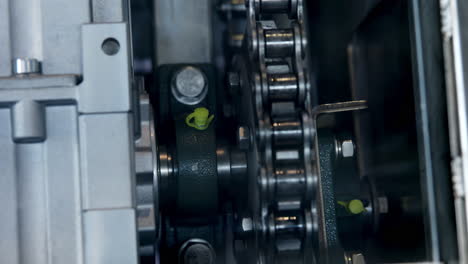 close-up view of industrial gears and chain mechanism