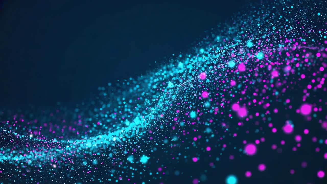 Abstract particle background with blue and pink lights