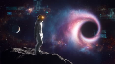 astronaut gazing at a cosmic phenomenon in space