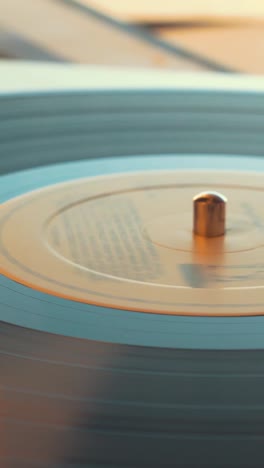 spinning vinyl record on turntable