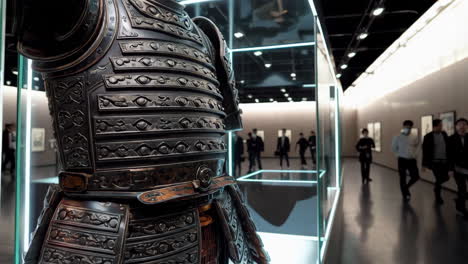 samurai armor on display in a museum