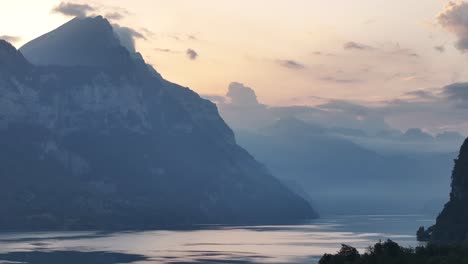 sunset over lake walensee, offering stunning views of the swiss alps