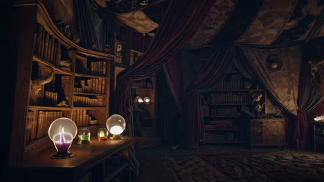 wizard in an enchanting library