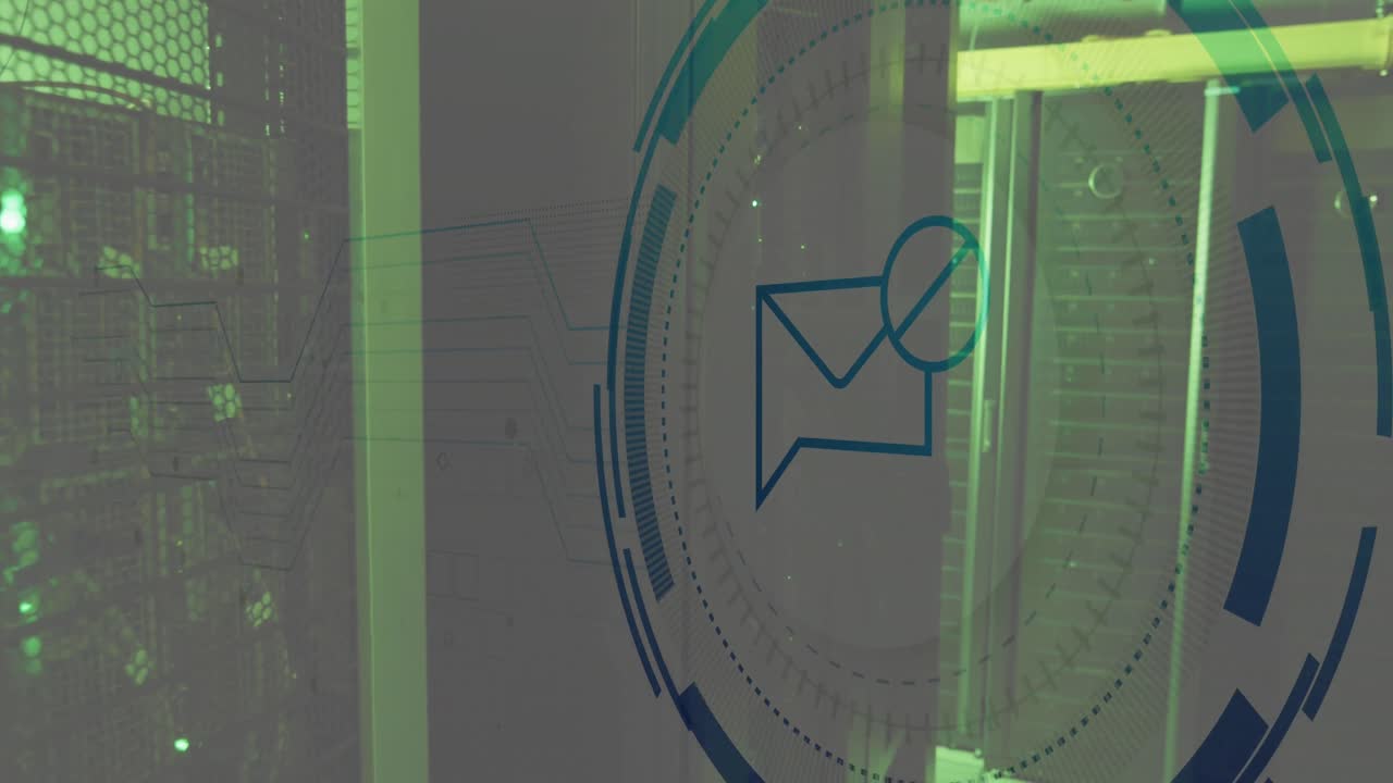 Animation of data processing over server room