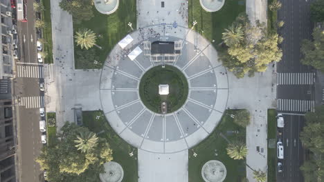 Aerial-Drone-top-view-of-May-Square,-Buenos-Aires-Argentina