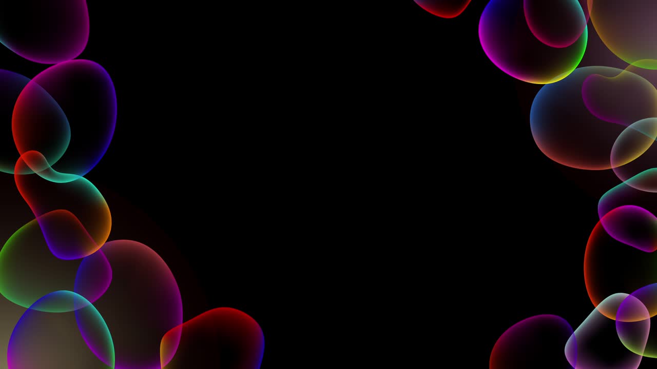 Translucent bubbles on black background in 4k video.